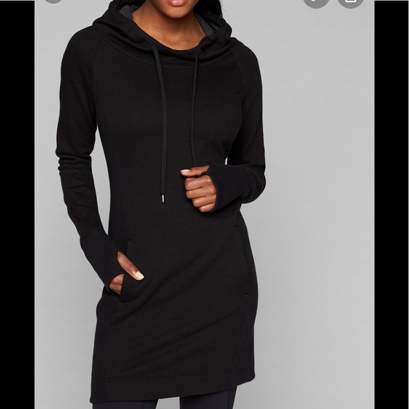 🖤Athleta Hayes Hoodie Dress/Tunic Top-Black-S/M🖤 - Picture 2 of 10